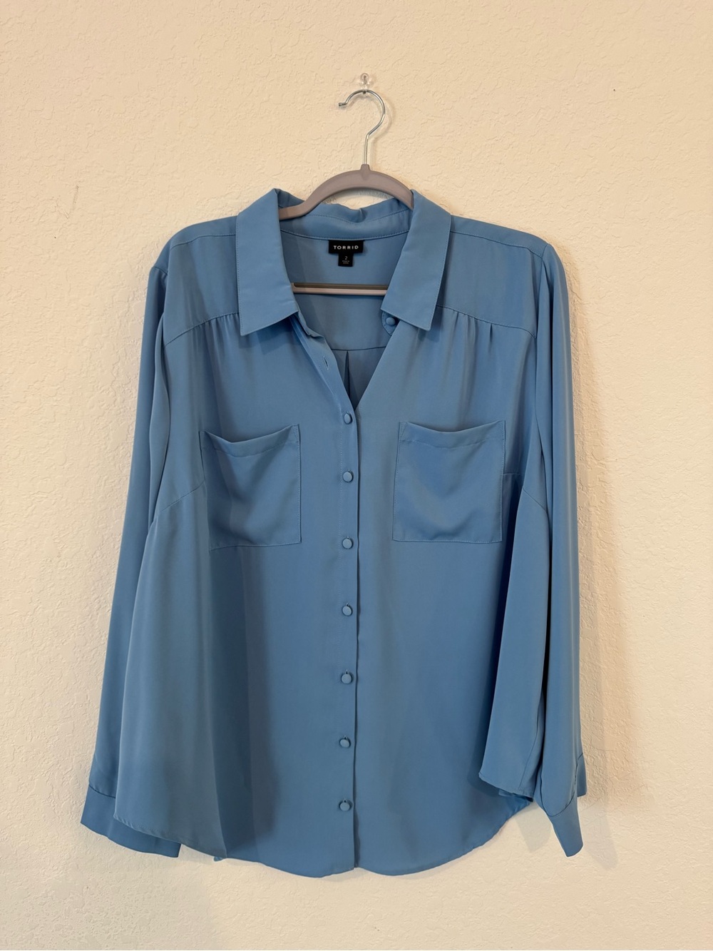 torrid Dusty Blue Button-Down Utility Shirt Torrid Size 2 Standard 2x 18/20